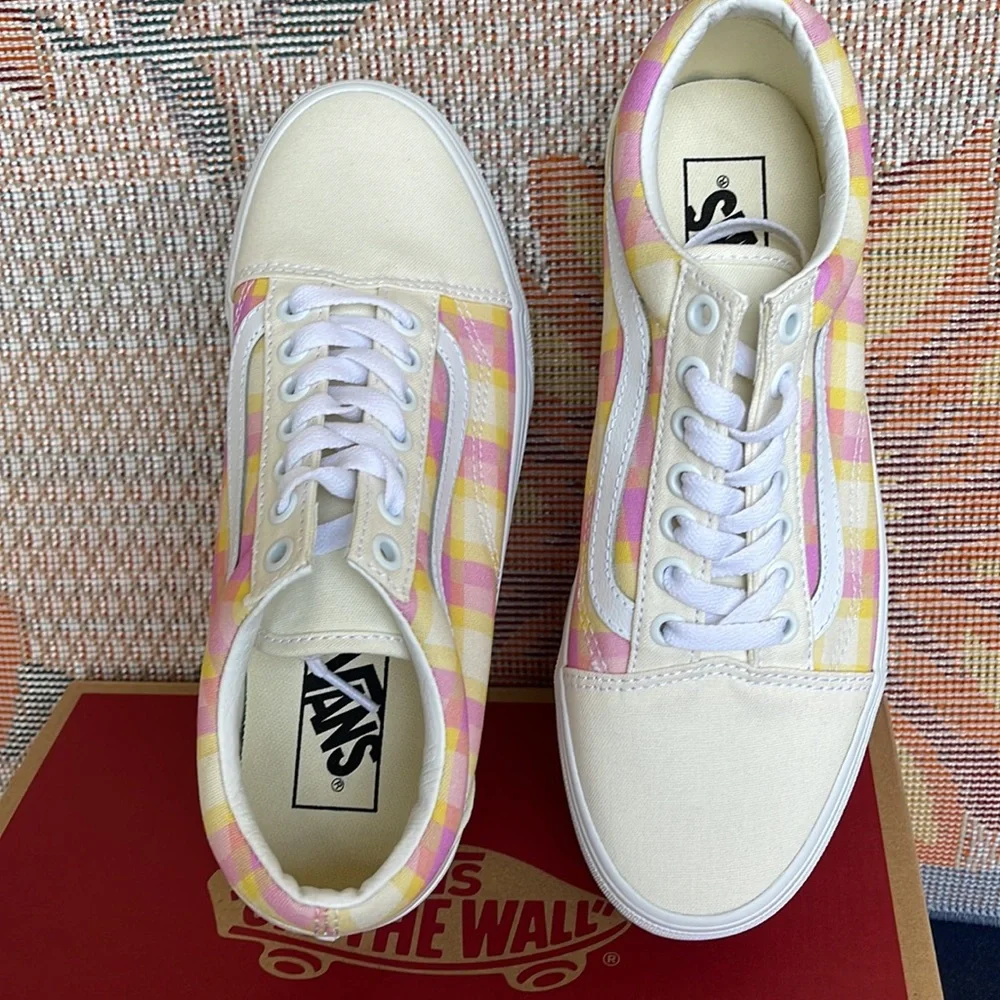 Vans WMNS Old Skool Stacked Pastel Picnic Pink Plaid VN0A7Q5MGBX Platforms